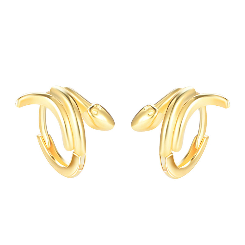 A pair of gold snake earrings