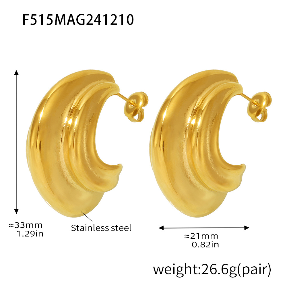 F515-gold c-shaped special-shaped earrings