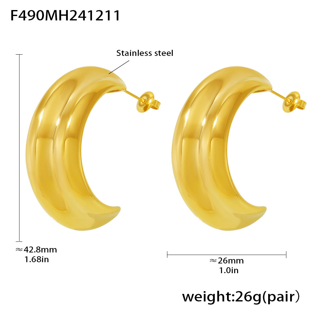 F490-gold c-shaped earrings