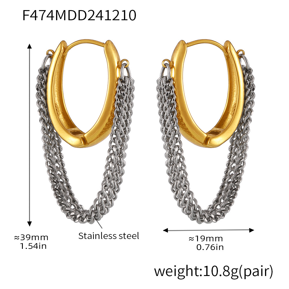 F474-gold multi-layer chain earrings