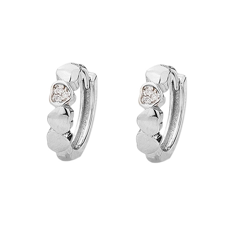 A pair of white gold love zircon ear buckle