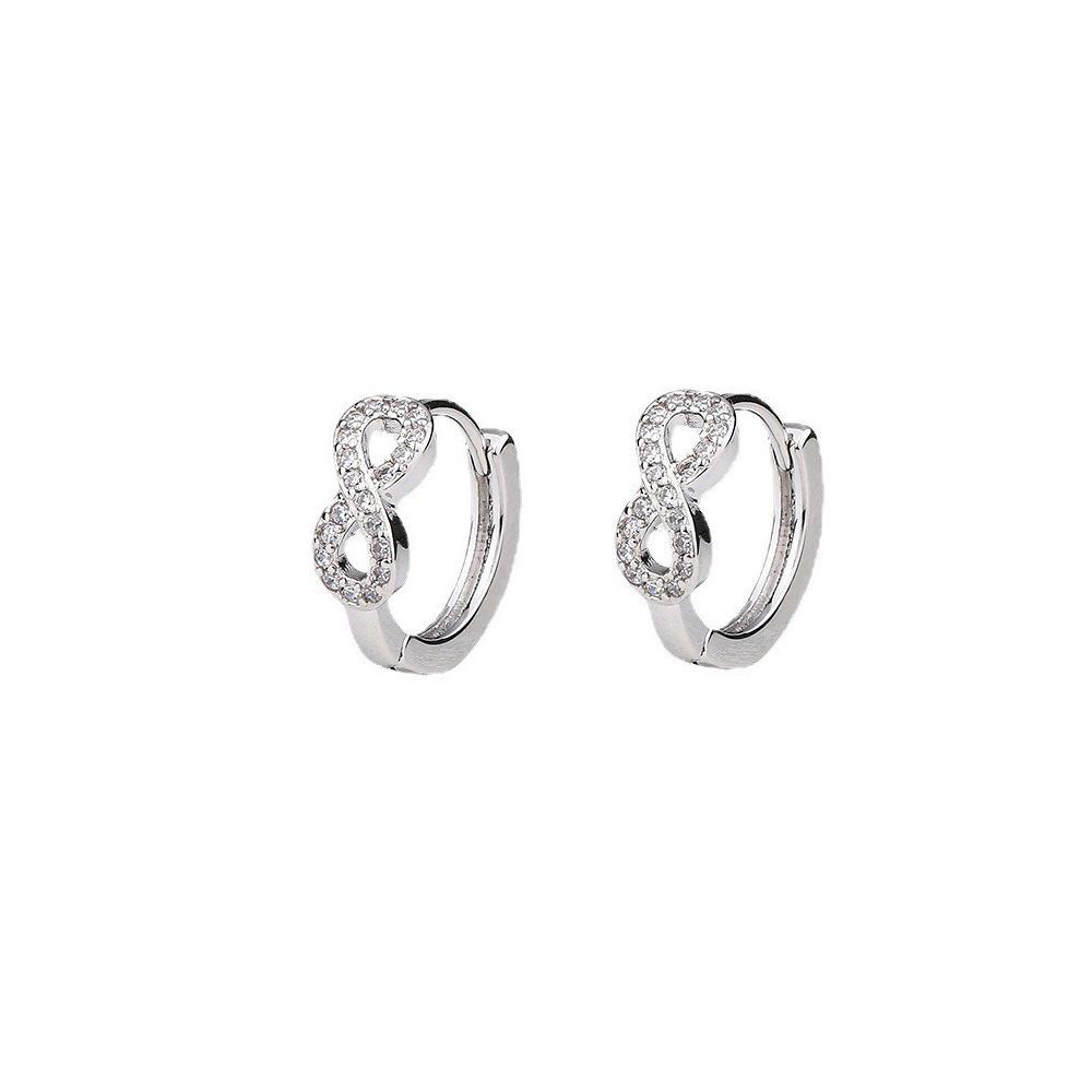 White gold zircon figure 8 earrings