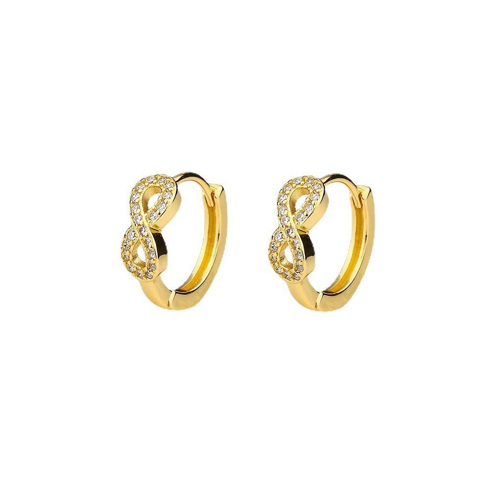 Gold color zircon figure 8 earrings