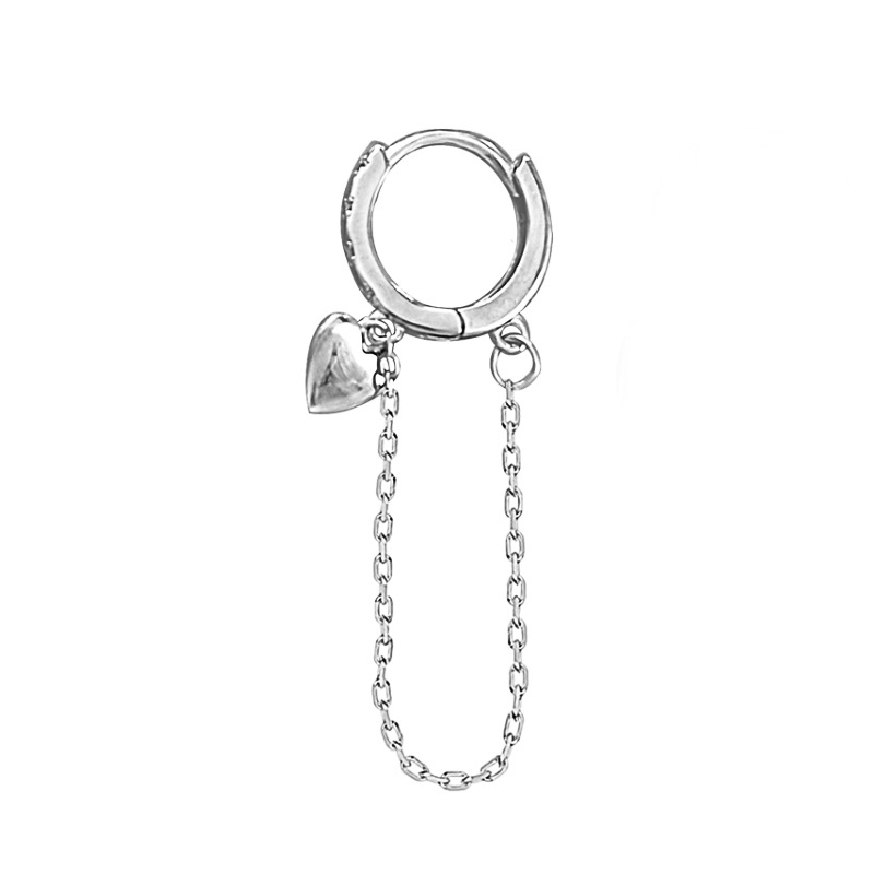 One white gold heart-shaped tassel ear buckle