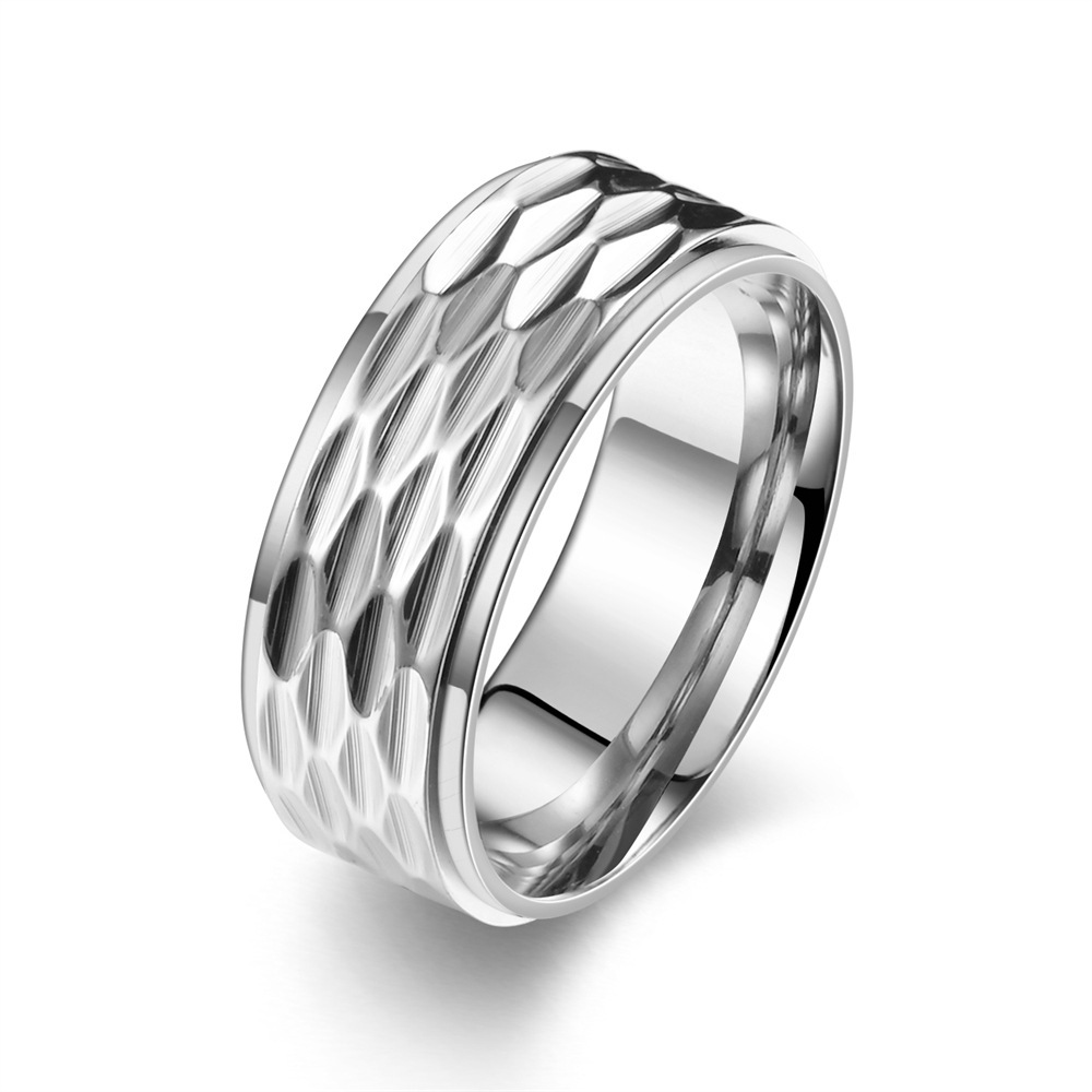 Steel color flower plaid ring--vertical pattern