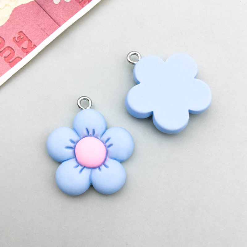 1 Lake blue resin small flower 22*24mm-2g-17099