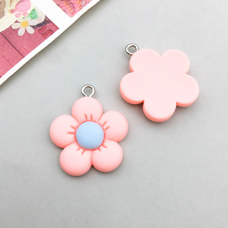 1 pink resin small flower 22*24mm-2g-17100