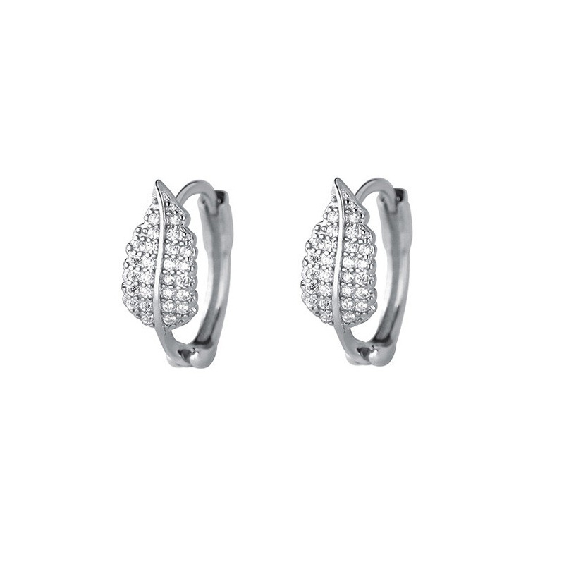 Diamond leaf ear buckle (white gold)