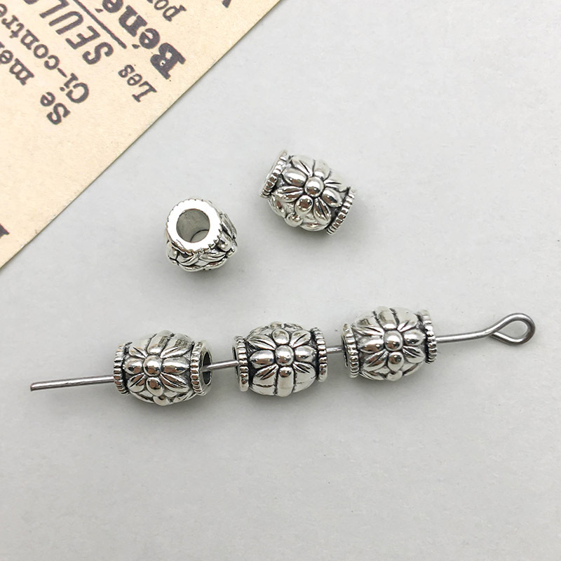 1 ancient silver round spacer beads 8*6mm hole 2.8 mm-0.9g-16470