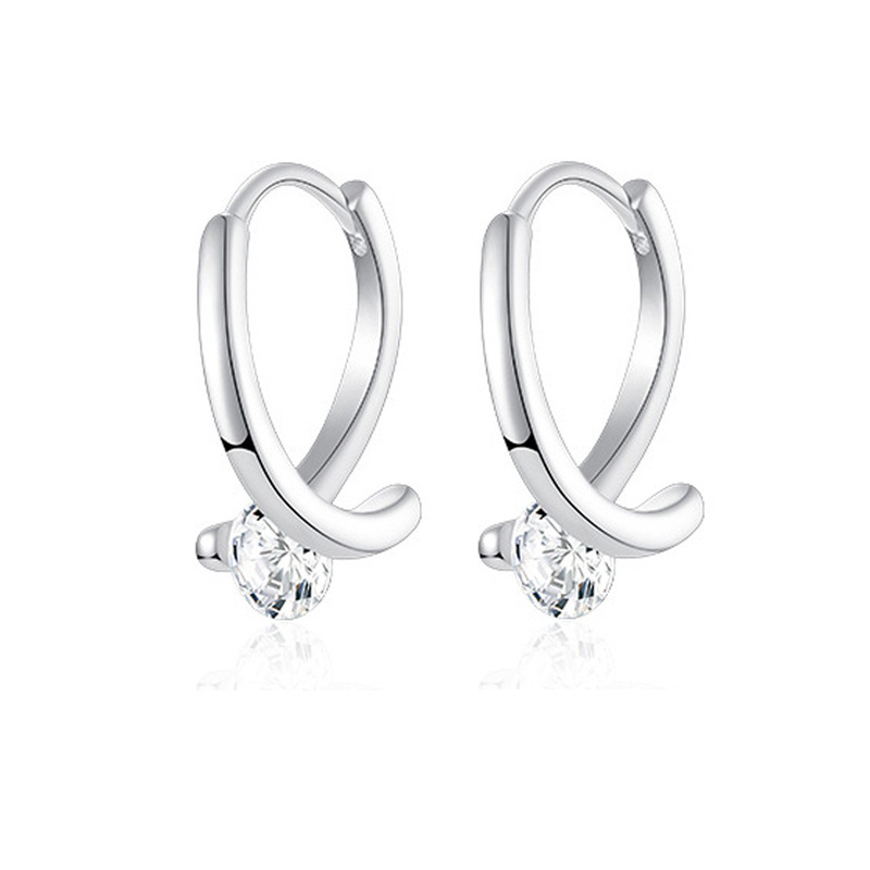 Cross zircon earring (white gold)