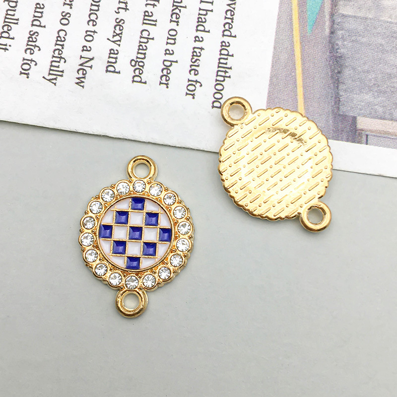 1 PCs kc gold double hole drill round pendant 21*14mm-1.4g-16540