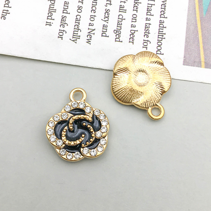 1 PCs kc gold single hole rhinestone flower pendant 15*17mm-2g-16543