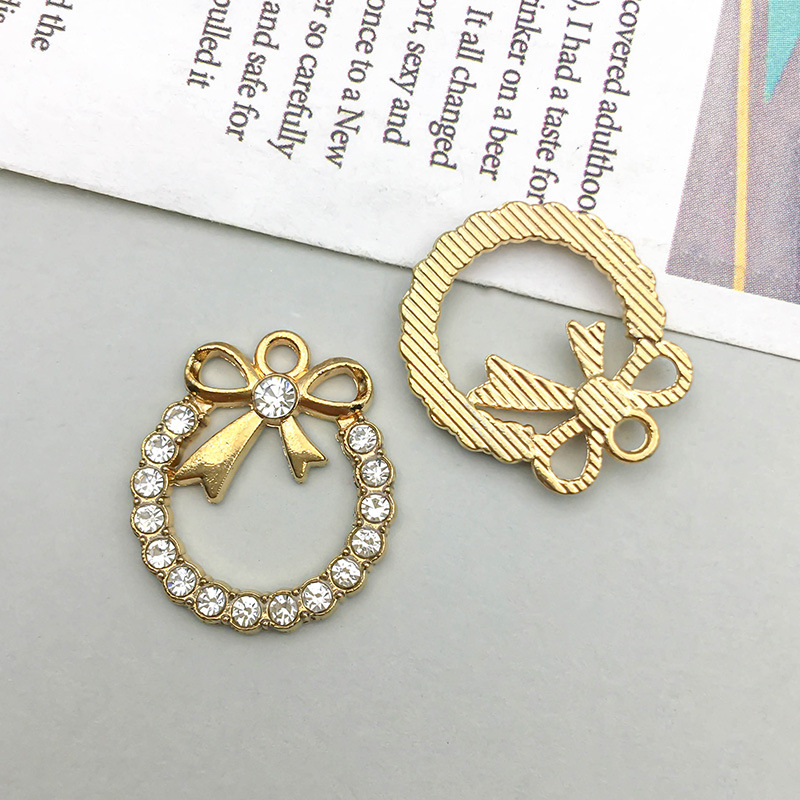 1 PCs kc gold single hole diamond garland pendant 17*20mm-1.5g-16546