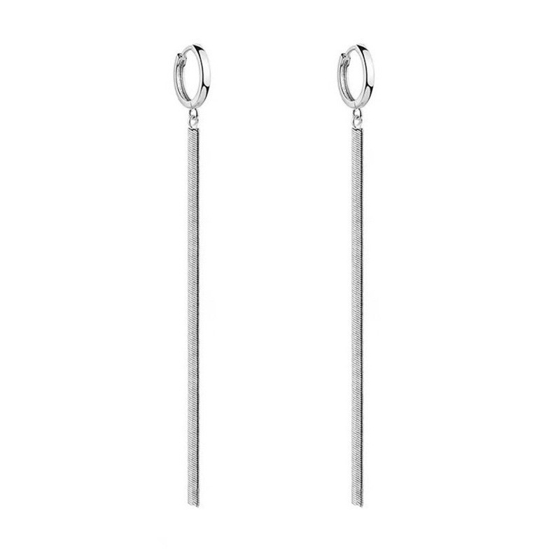 Long snakeskin tassel earrings (white gold)