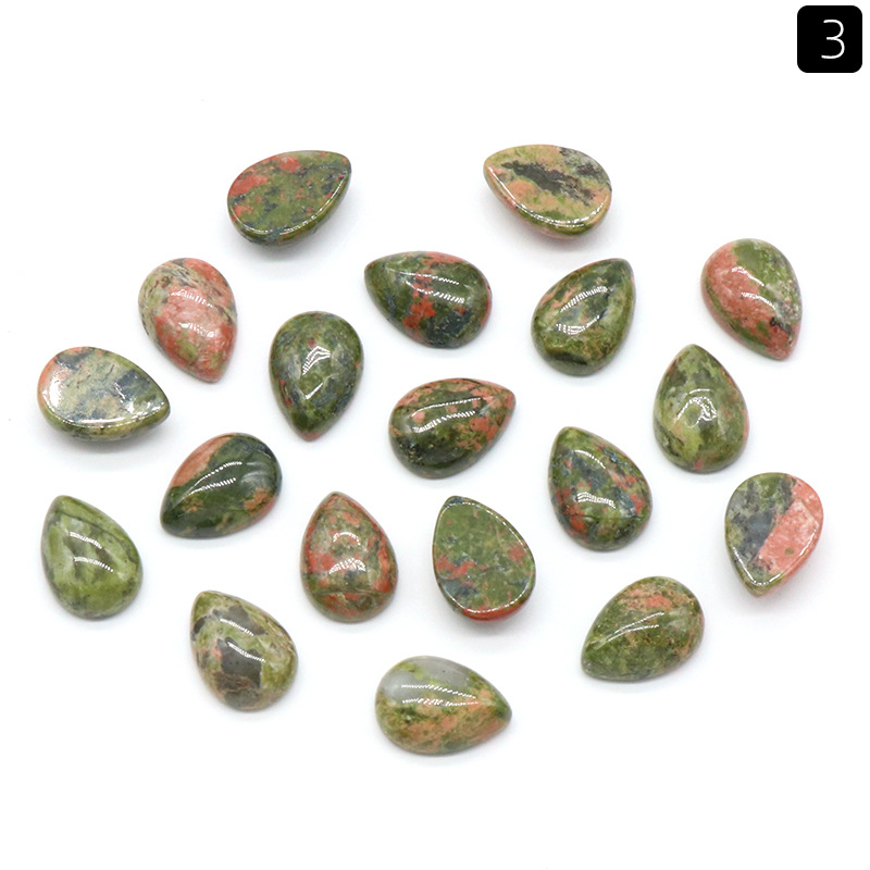 10x 14mm floral green stone (single)