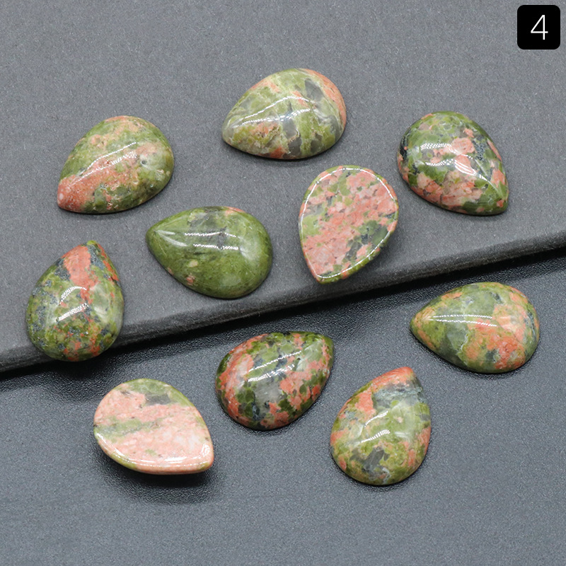 15x 20mm floral green stone (single)