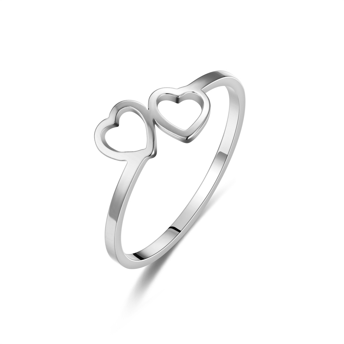 XG605 cut heart connected ring steel color