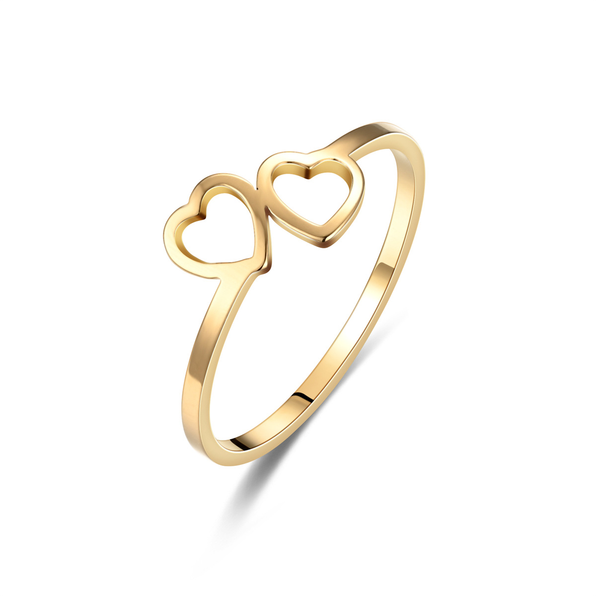 XG605 Cut Heart Connected Ring Gold