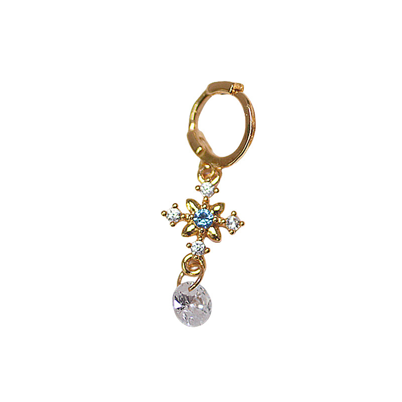 A Golden Blue Diamond Cross ear buckle