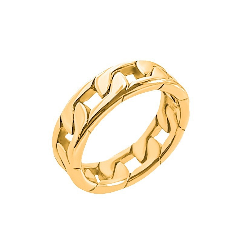 Titanium steel cast chain ring gold