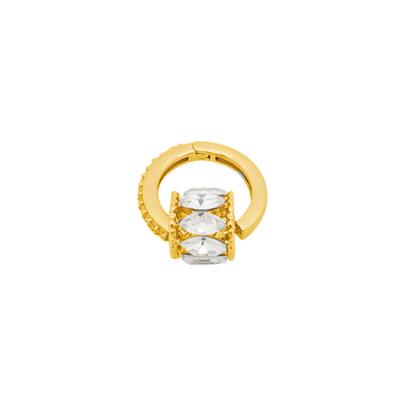 A yellow gold small waist zircon ear buckle