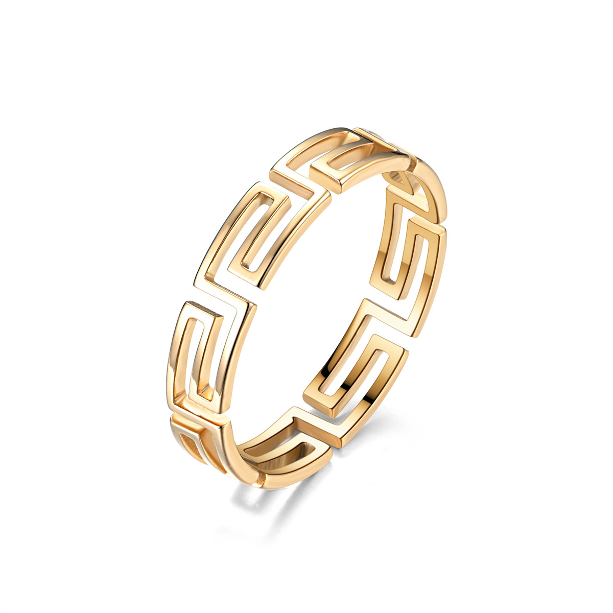 XG613 Cut Great Wall Pattern Ring Gold