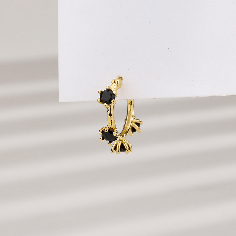 One zircon flower earring (gold)