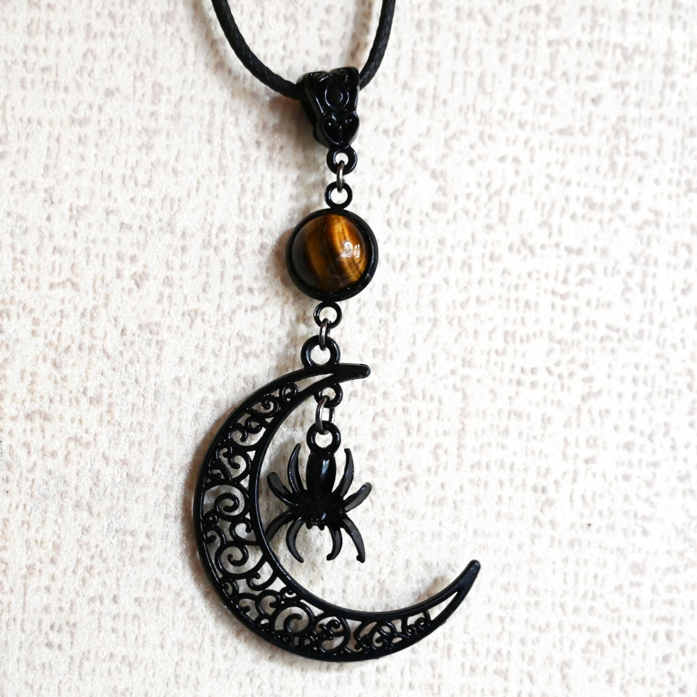 Dark tiger eye Stone Moon spider web