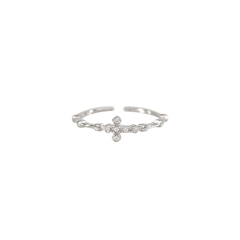 Cross zircon ring (White Gold)