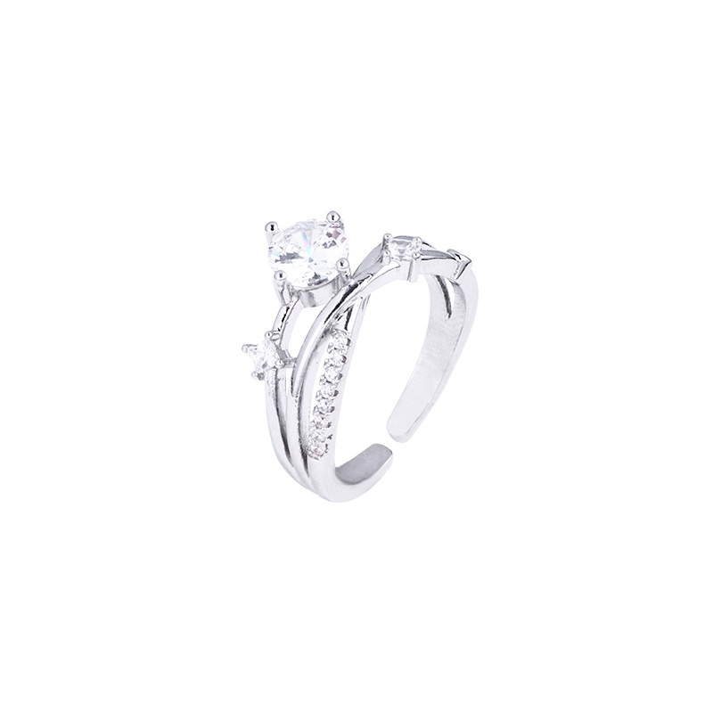 Planet track zircon ring (White Gold)