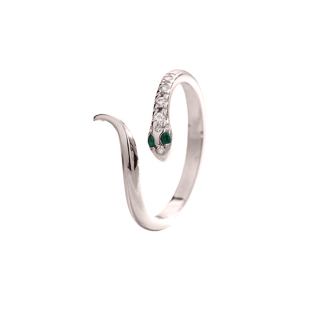 Zircon snake ring (white gold)