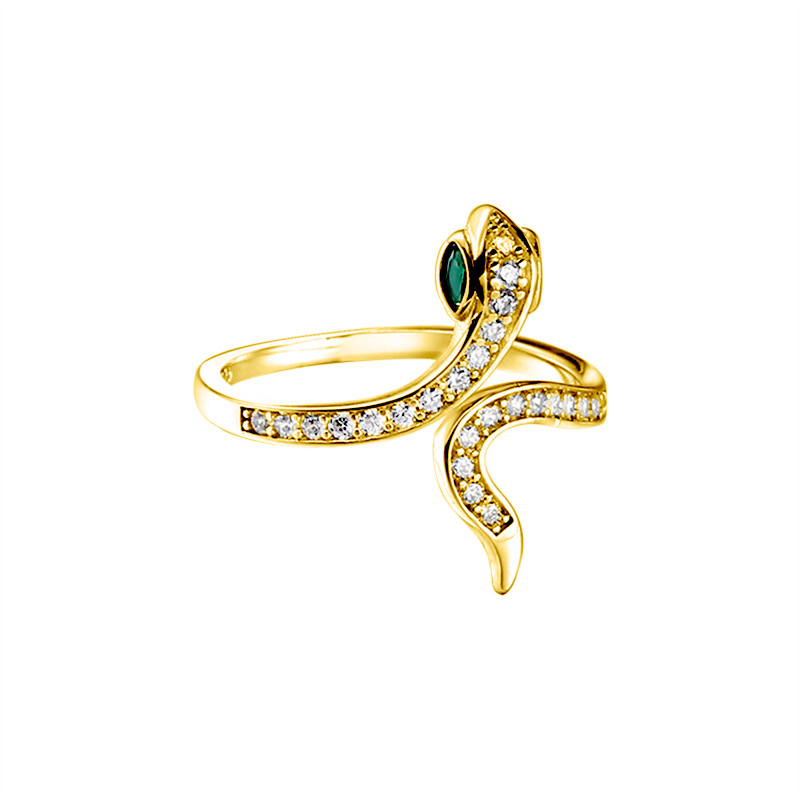 Little snake zircon ring (gold color)