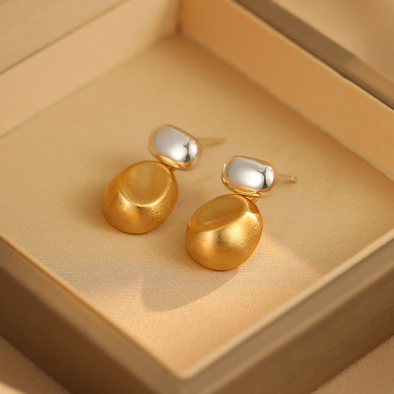 Silver + gold brushed earrings 01