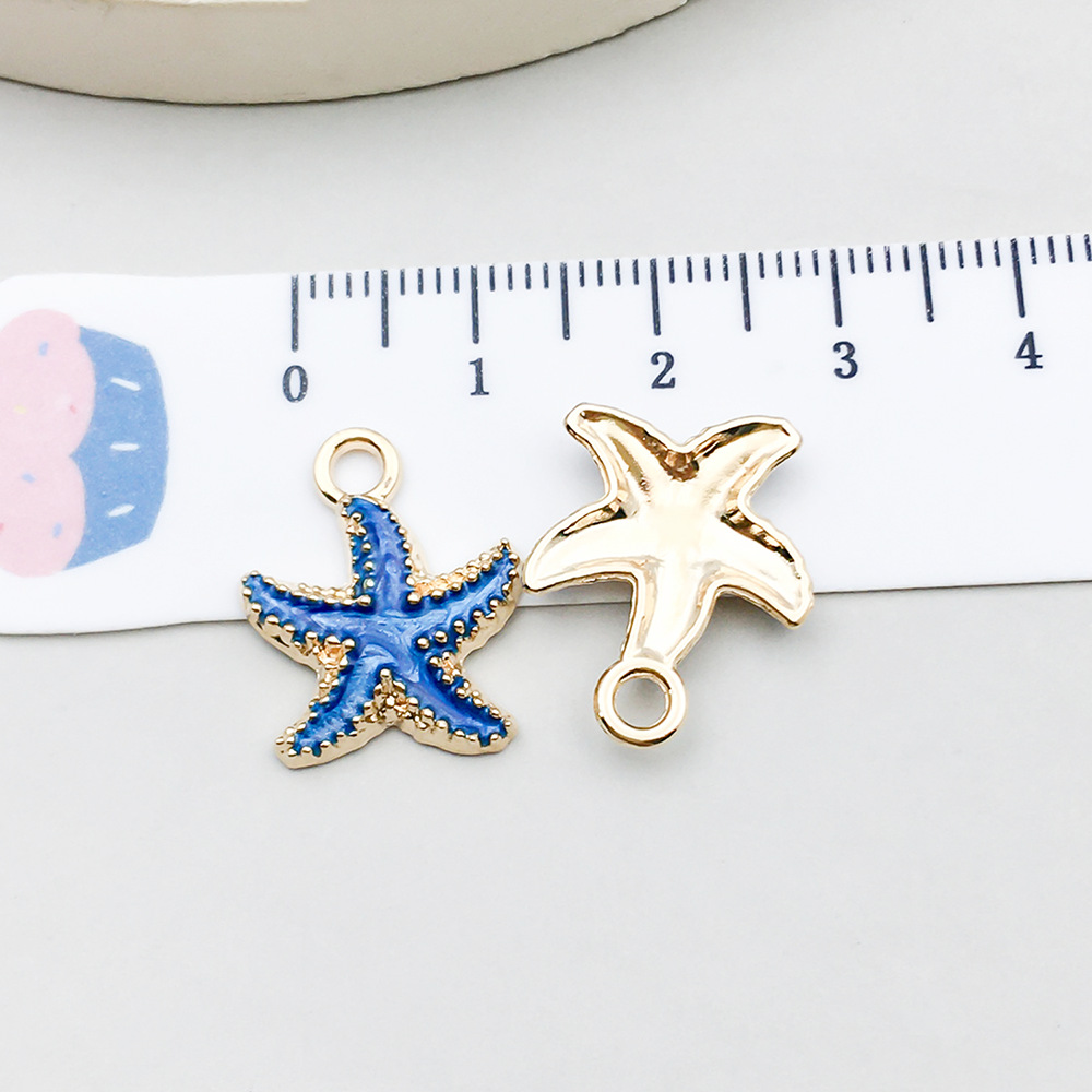 1 lake blue oil dripping starfish 15*18mm-1.1g-8610