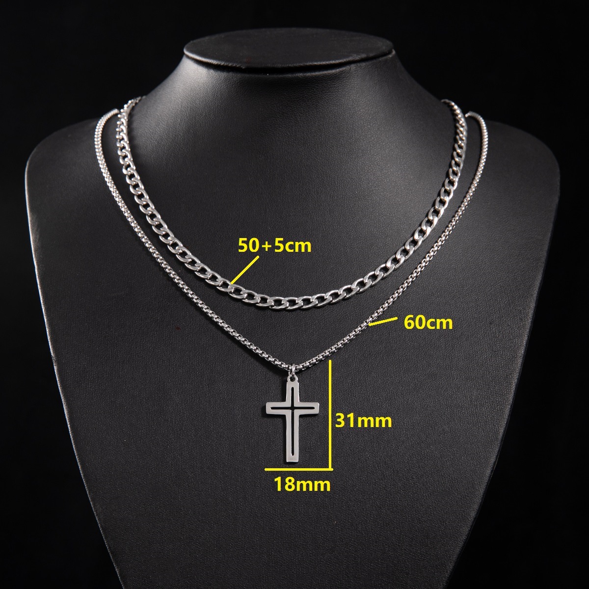 Cuban chain (50 and 5cm) and box chain 60cm