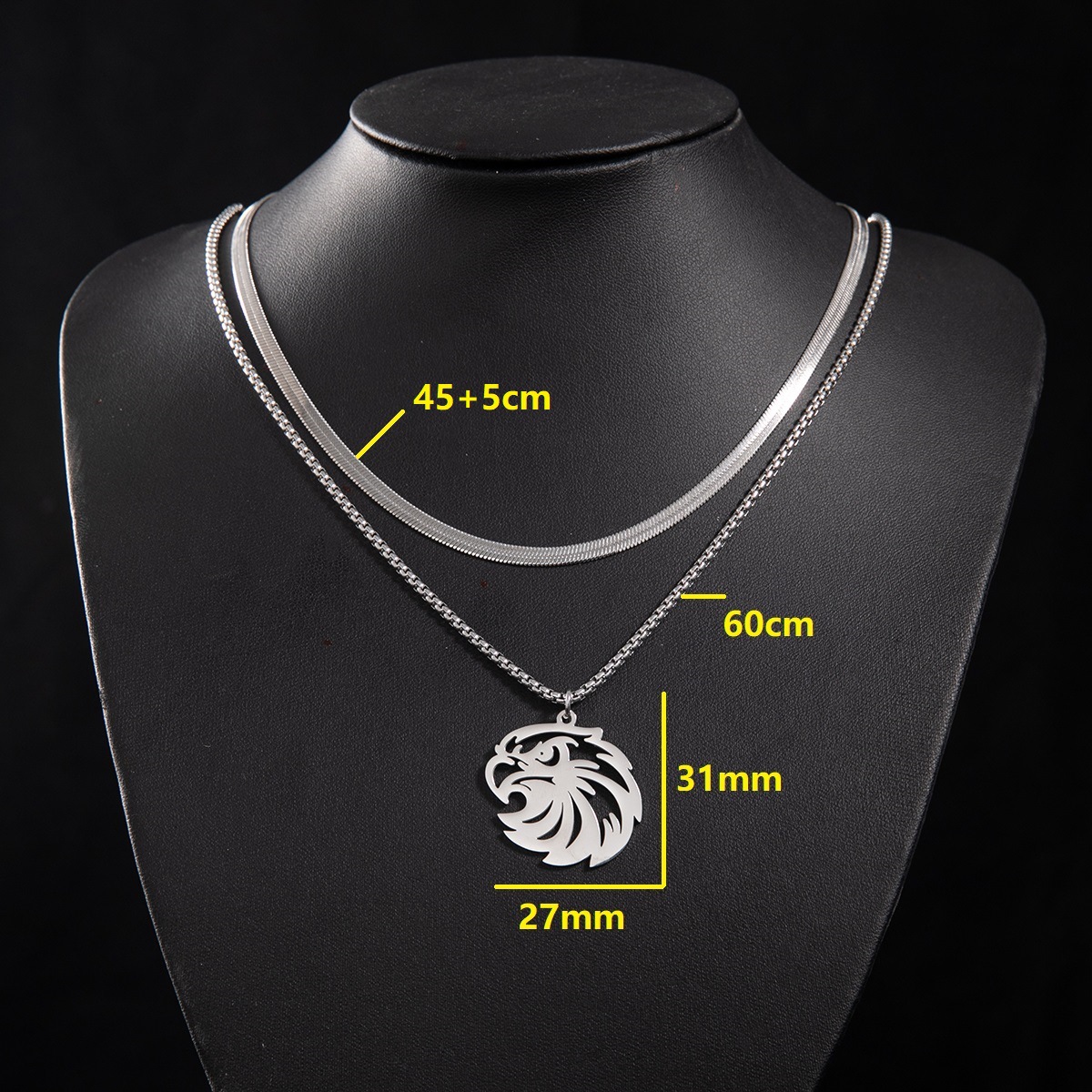 Snake bone chain (45 and 5cm) and box chain 60cm