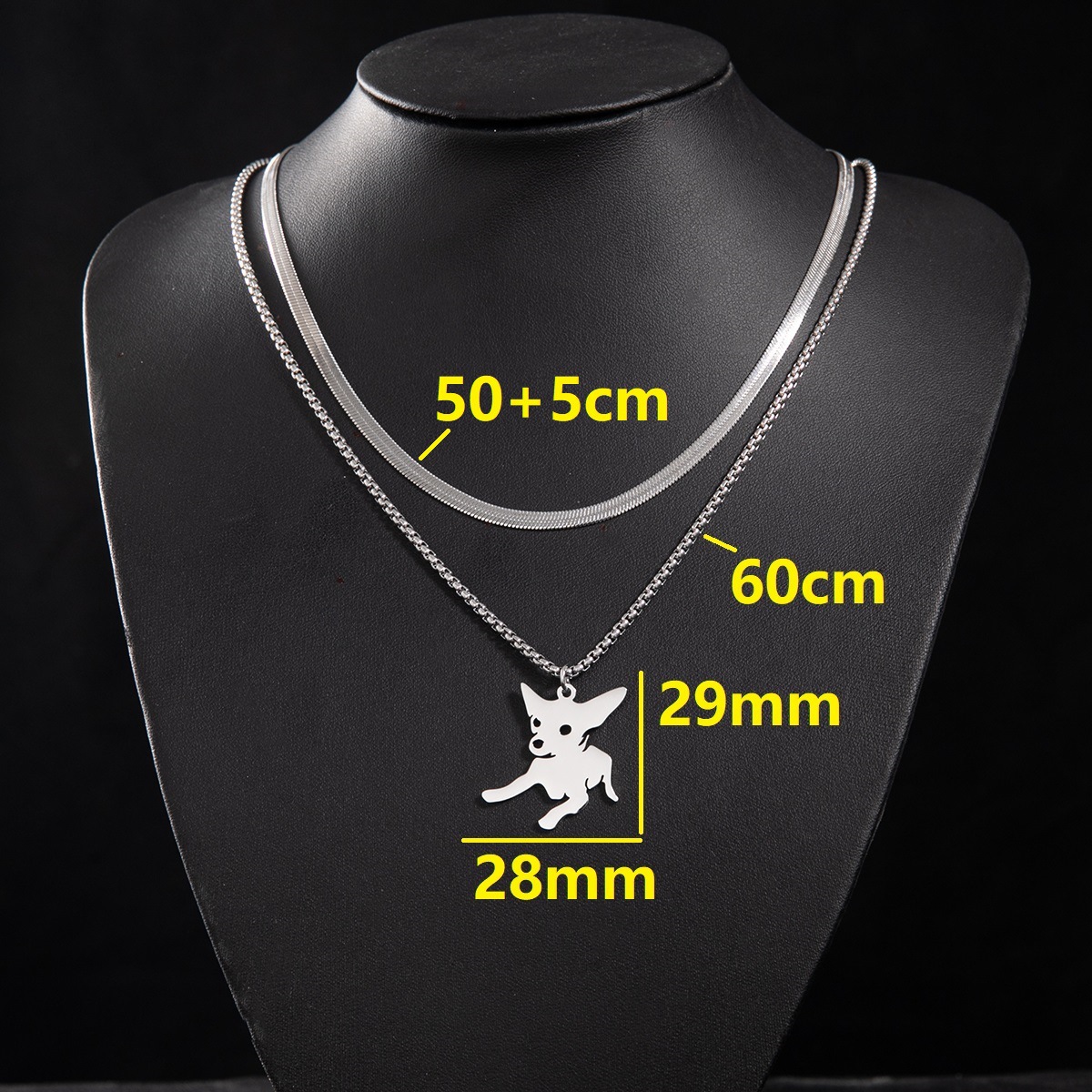 Snake bone chain (50 and 5cm) and box chain 60cm