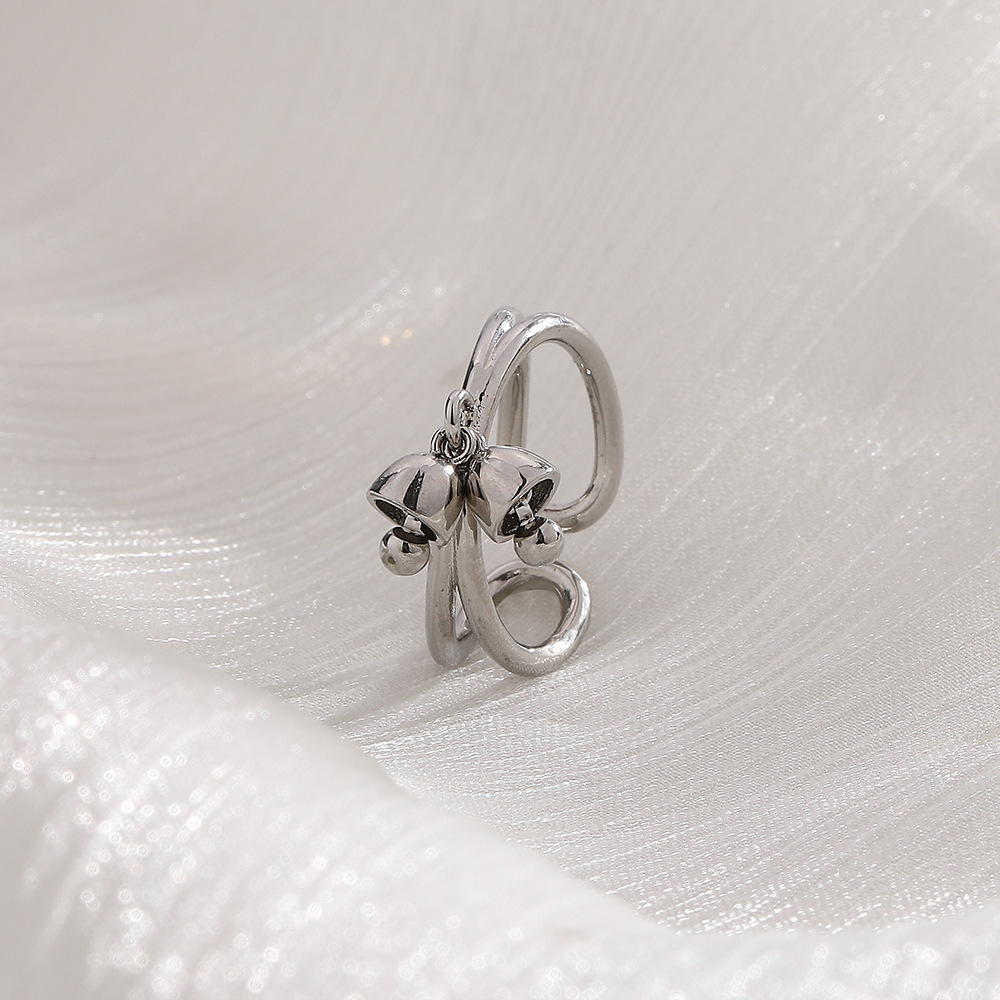 White Gold Bow Bell Ring