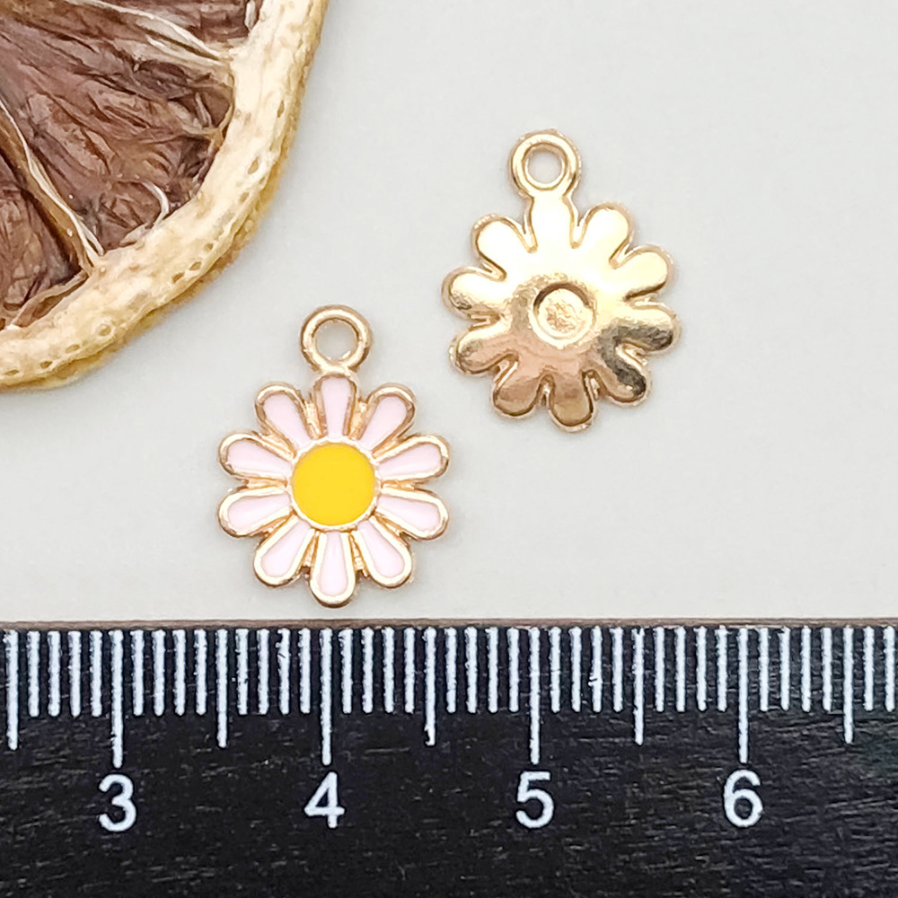 1 pink oil drop small daisy 12*15mm-0.5g-11072