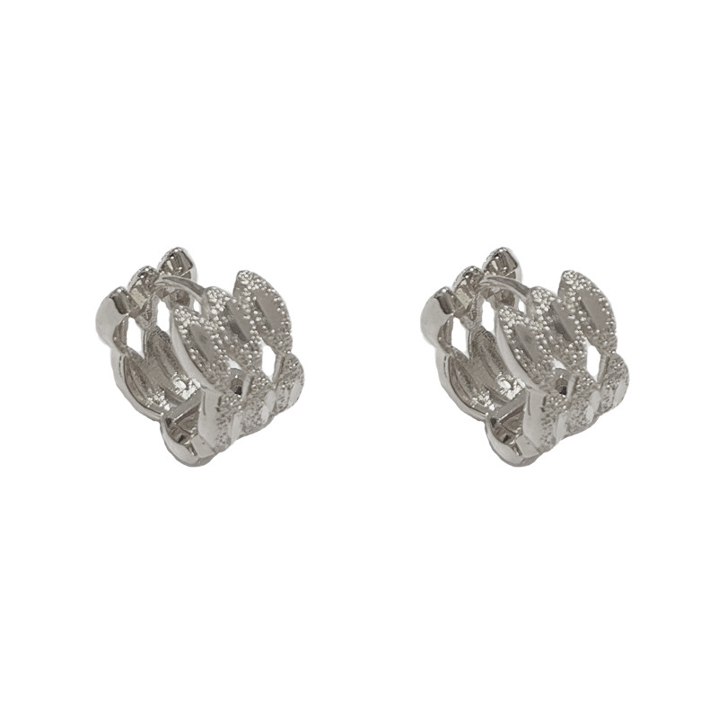 Silver-metal multi-layer hollow earrings (thick real gold plating)