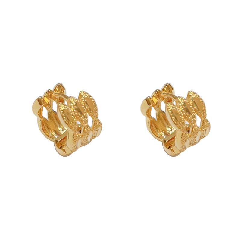 18k gold-metal multi-layer hollow earrings (thick real gold plating)