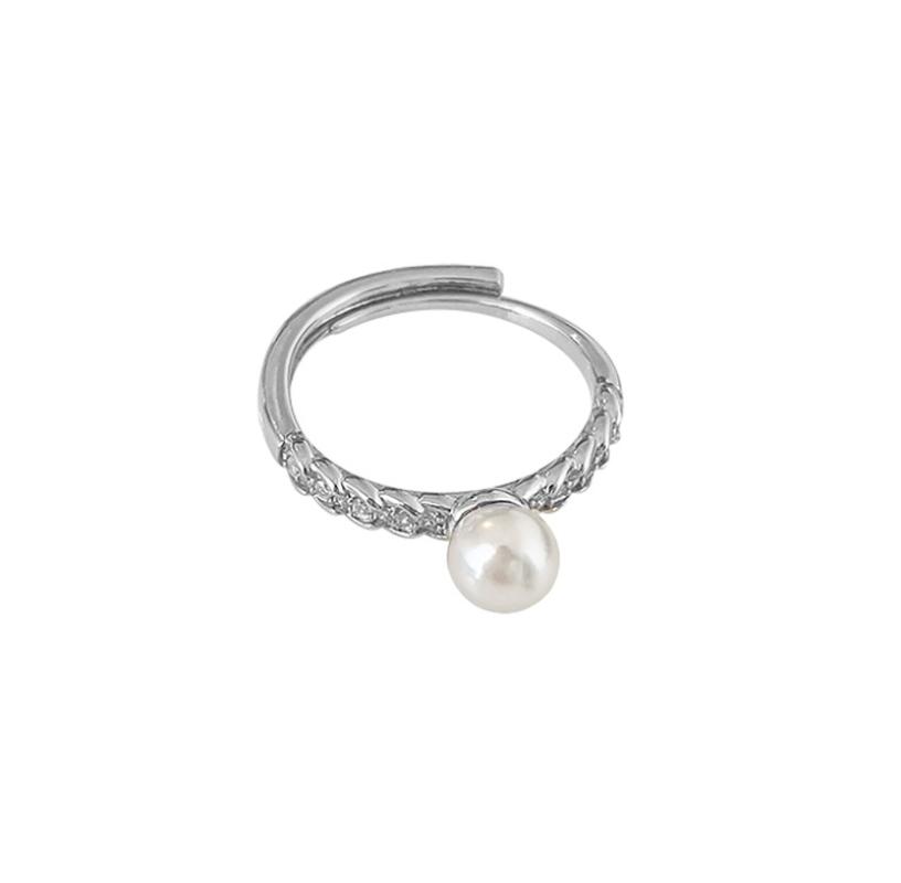 White Pearl wheat ear zircon ring