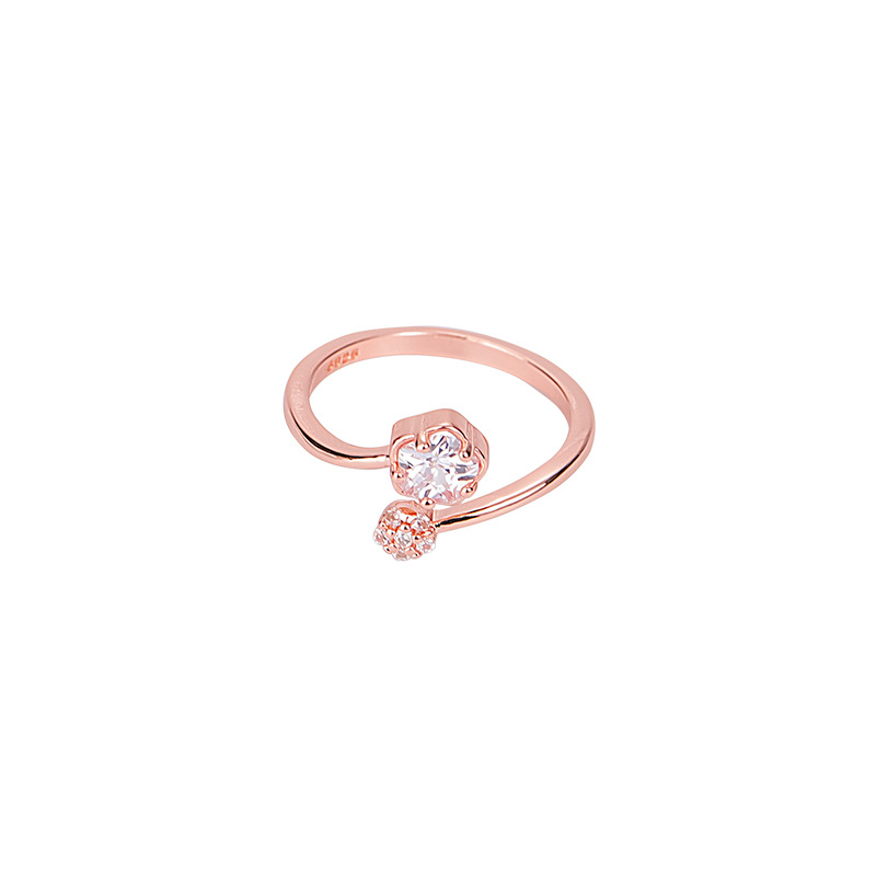 White Diamond Cherry Blossom Ring (Rose Gold)