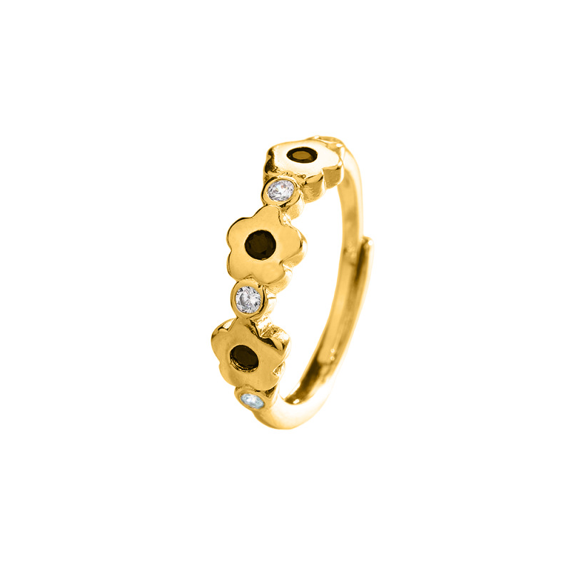 Yellow gold diamond small flower ring