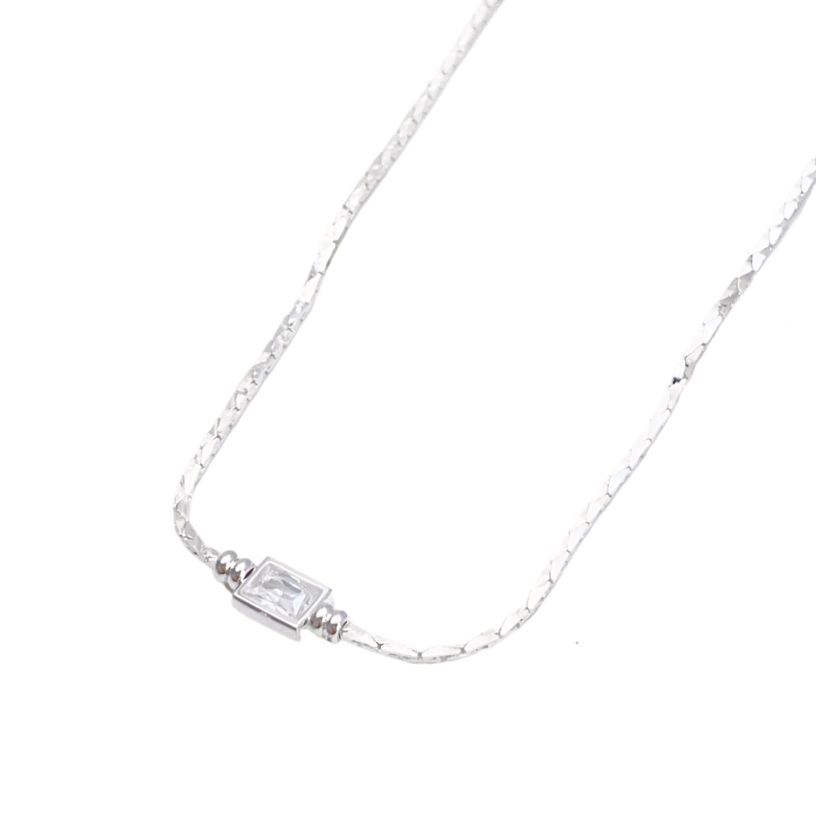 Square diamond copper chain necklace white silver