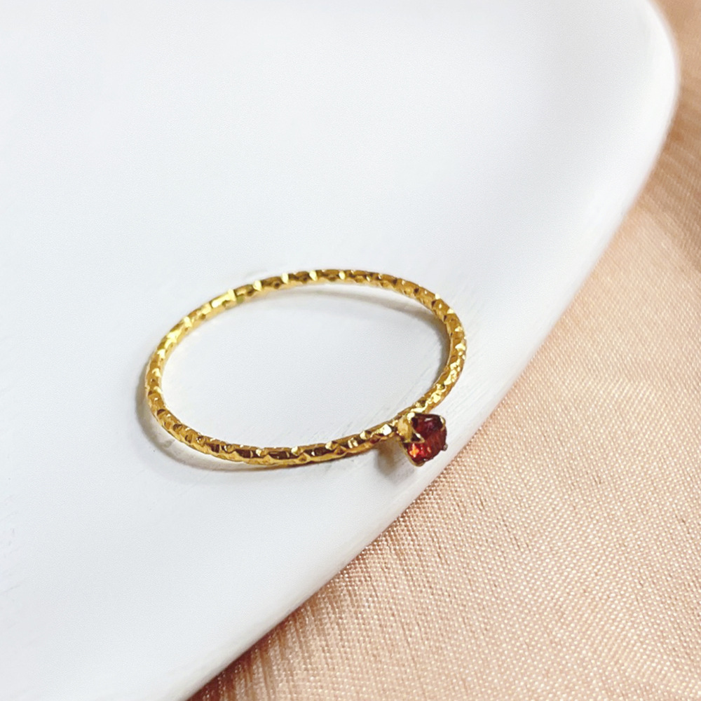 B259 mini red diamond engraving ring gold