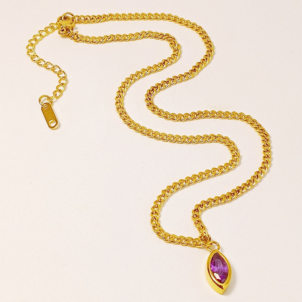 Purple Zircon Clavicle Chain Gold B350