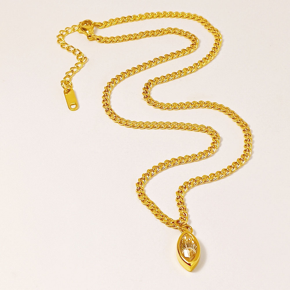 Yellow Zircon Clavicle Chain Gold B350