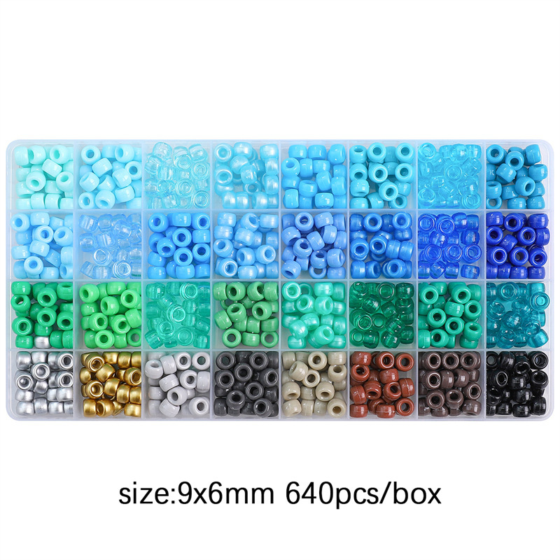 32-grid bucket beads set, cold color, about 640 pieces/box, 20 pieces per grid