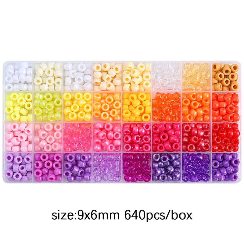 32-grid barrel beads set box, warm color, about 640 pieces/box, 20 pieces per grid